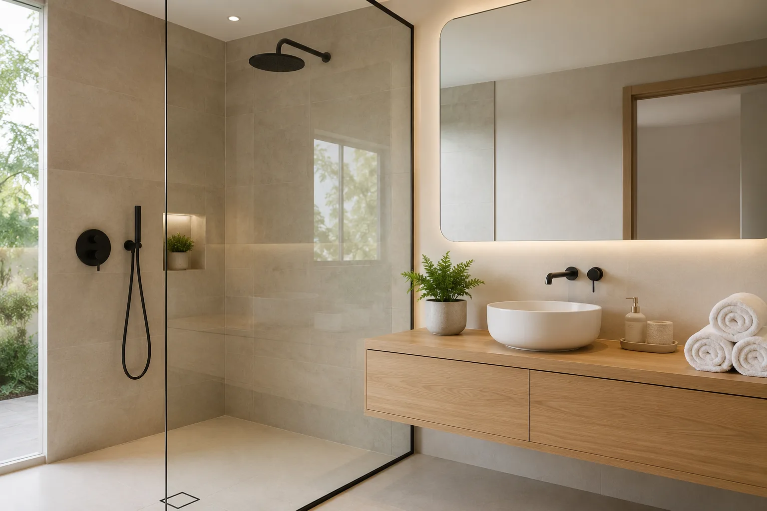 équipement premium Airbnb - salle de bain propre avec douche confortable et finitions soignées