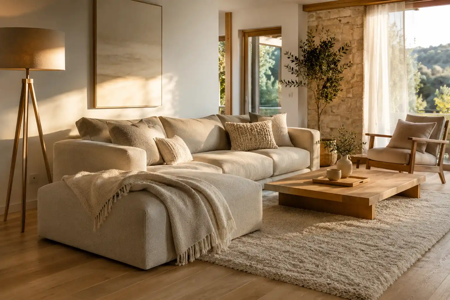 équipement premium Airbnb - salon lumineux avec espace confortable et finitions soignées