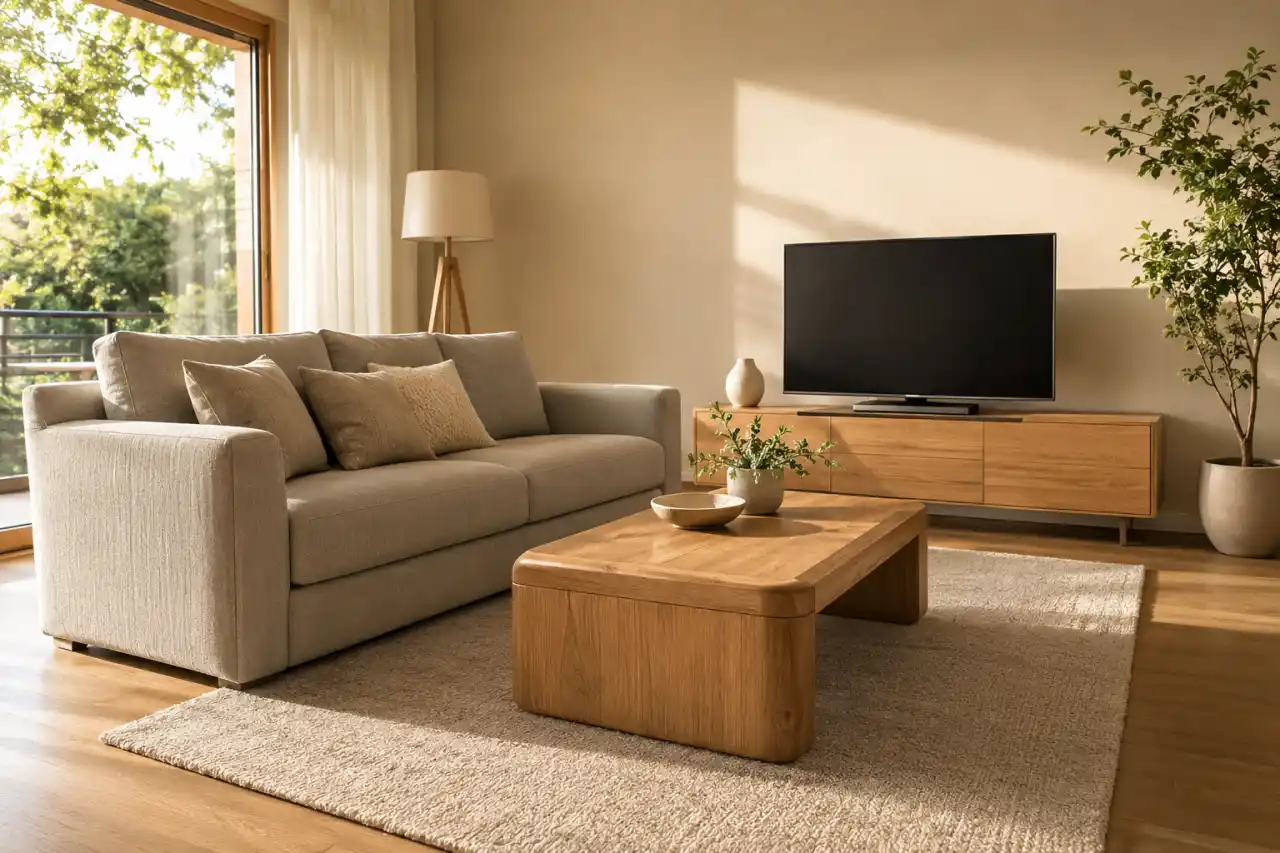 meubles Airbnb durables - salon moderne solide et facile à entretenir