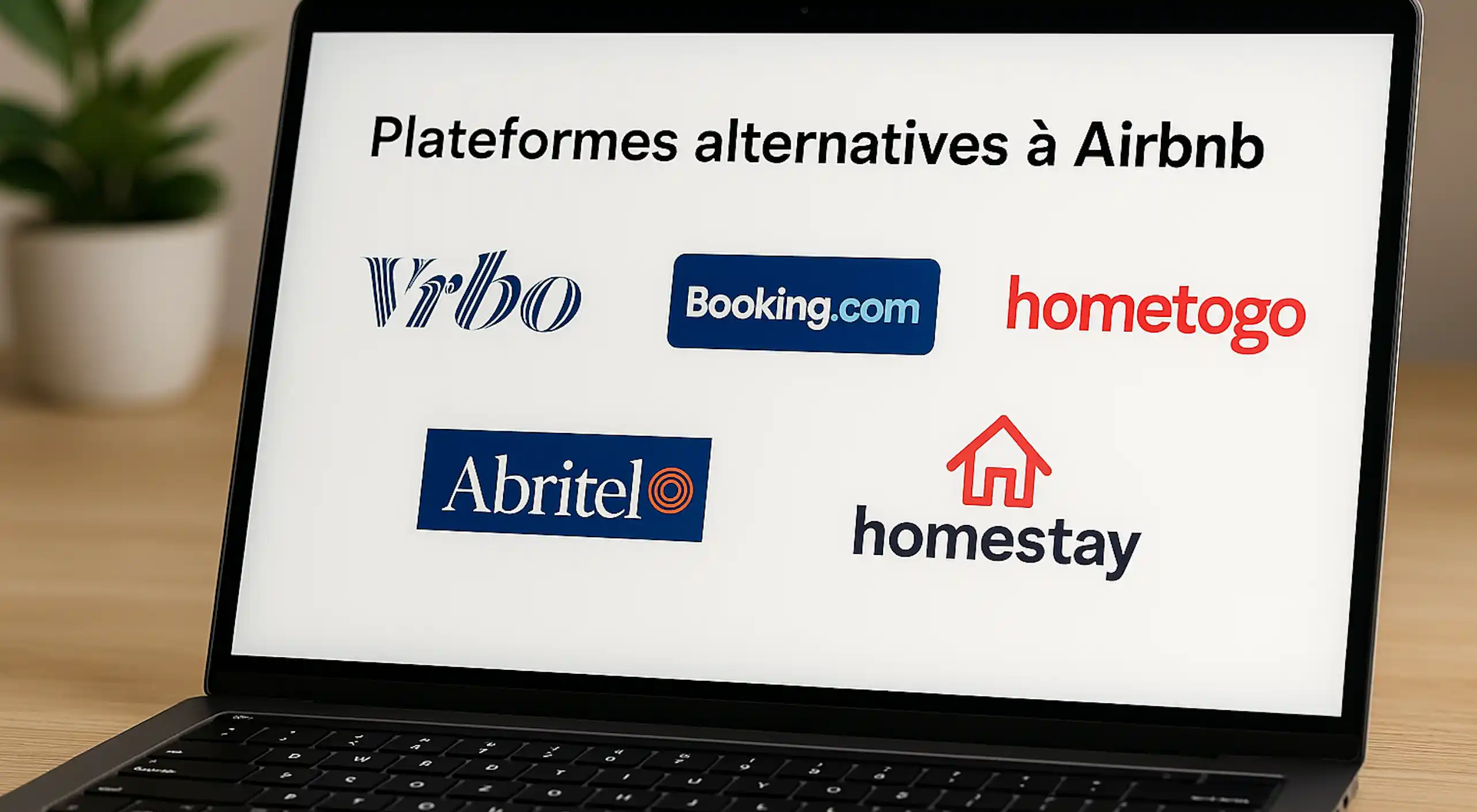 plateformes alternatives à Airbnb - écran affichant plusieurs logos de sites de location saisonnière